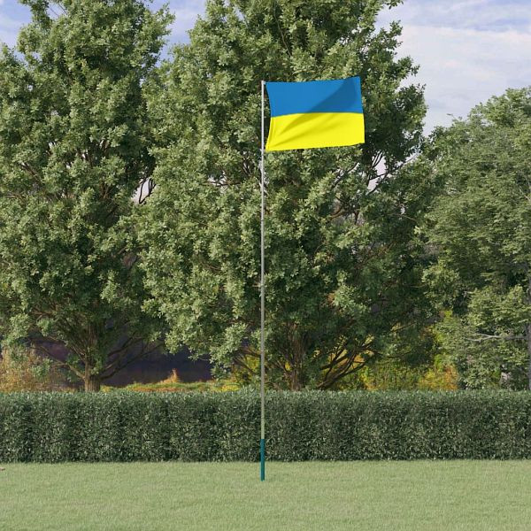 vidaXL Flagge der Ukraine und Mast 5,55 m Aluminium, 3210074