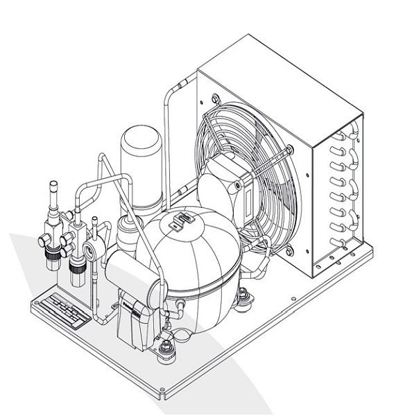 ALPENINOX Maschine, extern, für Kühltische der Serien CLO 650 und CLO 700 mit 2 oder 3 Abteilen, 402881121