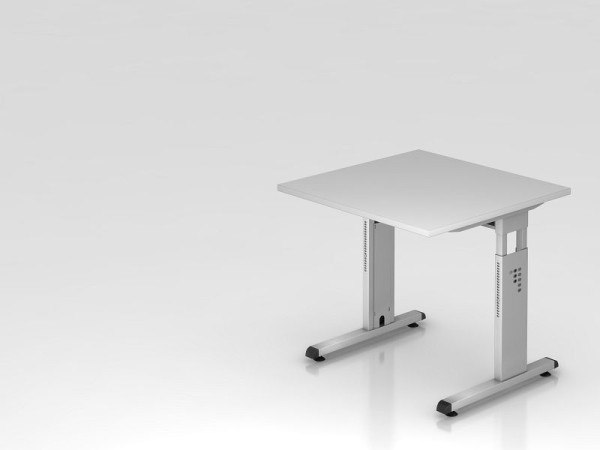 Hammerbacher Schreibtisch C-Fuß 80x80cm Grau/Silber, Arbeitshöhe 65-85 cm, VOS08/5/S