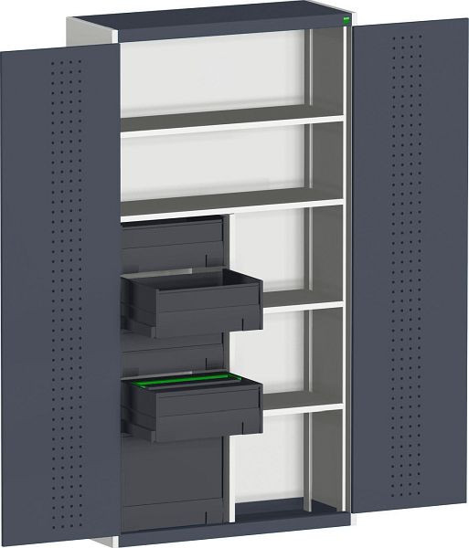 bott cubio Koffer-Flügeltürschrank bestückt 3 varioSafe, 2 varioSlide, 4 Fachböden B x T x H: 1050 x 400 x 2000 mm, RAL 7035/7016, 40032010.19V
