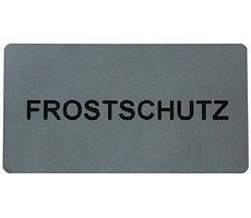 Rapid Folien-Klebeschild 65 x 35 mm, Silber mit schwarzer Schrift, selbstklebend, "Frostschutz", 20 582