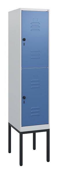 C+P Doppelstöckiger Spind Classic PLUS, Gestell, 1950x400x500mm, 7035/5023, Drehriegel, 0803305-12 S10005