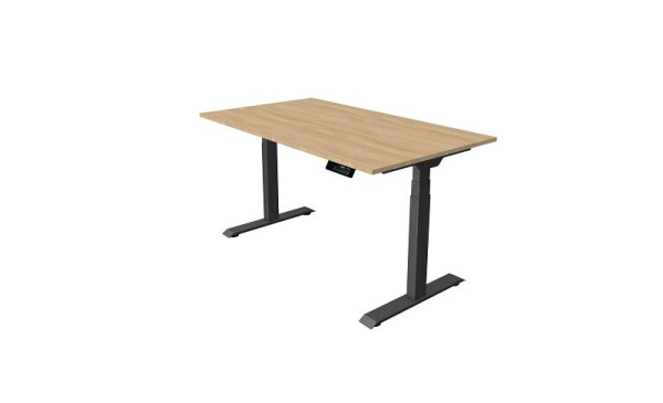 Kerkmann Oxford Sitz-/Stehtisch 1400 x 800 mm, elektrisch höhenverstellbar von 620-1270 mm, Eiche hell, Gestell anthrazit, 10541053
