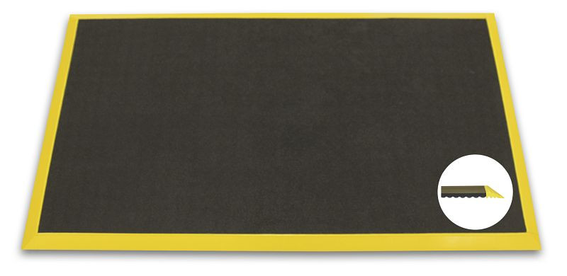 Ergomat Basic Bubble Down Anti-Ermüdungs-Matte mit gelben Kanten, Länge 120 cm, Breite 60 cm, BDB60120-YB