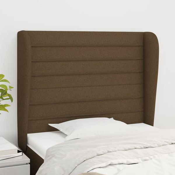 vidaXL Kopfteil mit Ohren Dunkelbraun 83x23x118/128 cm Stoff, 3118073