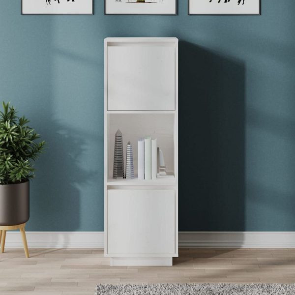 vidaXL Highboard Weiß 38x35x117 cm Massivholz Kiefer, 814360