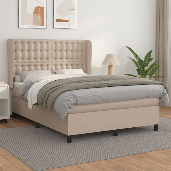 vidaXL Boxspringbett Matratze Cappuccino-Braun 140x200cm Kunstleder, 3129038