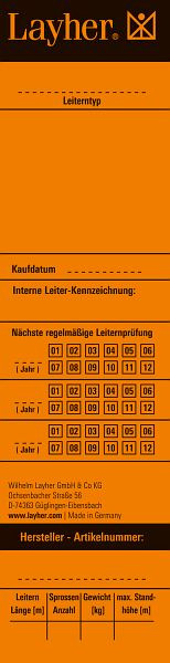 Layher Universaletikett Leitern, VE: 10 Stück, 6493002, 4035209395004
