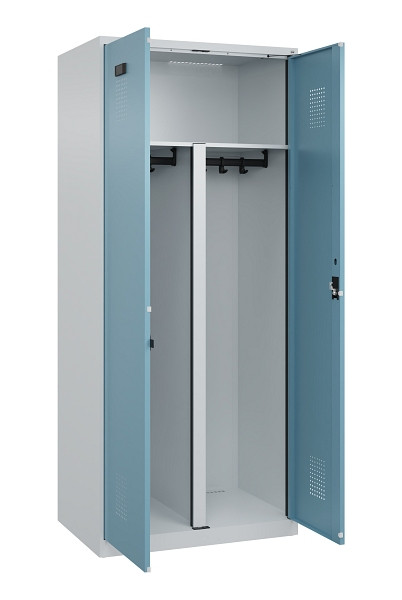 C+P PSA Schwarz-Weiß-Spind Evolo PLUS, 2 Abteile, 1850x800x500mm, 7035/0010, Zylinderschloss, 049002-22P S10036