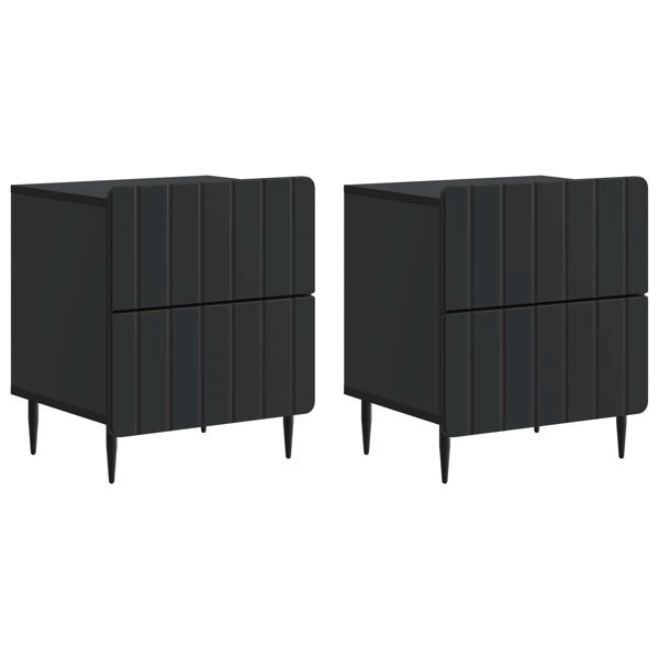 vidaXL Nachttisch 2-teilig Schwarz 43 x 34,5 x 49,5 cm Holzwerkstoff, 894298