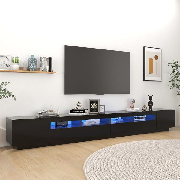 vidaXL TV-Schrank mit LED-Leuchten Schwarz 300x35x40 cm, 3081925