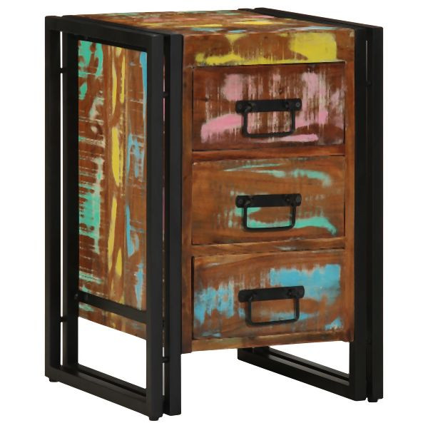 vidaXL Nachttisch bunt 40x35x50 cm aus massivem Altholz, 4102732