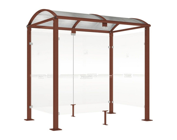 Procity Raucherunterstand Klassik "M" - Tiefe 1560 mm, Farbe Rost Korken Effekt, Maße: Breite 2500 x Höhe 2547 x Tiefe 1666 mm, 529370.S025