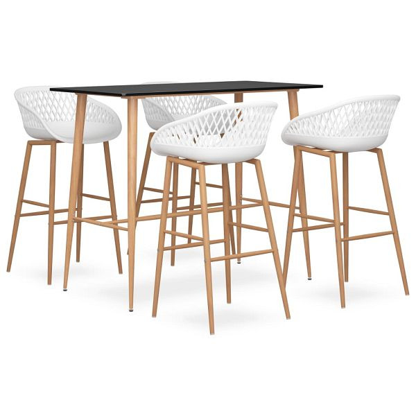 vidaXL 5-tlg. Bar-Set Schwarz und Weiß, Top-Qualität, 3057463