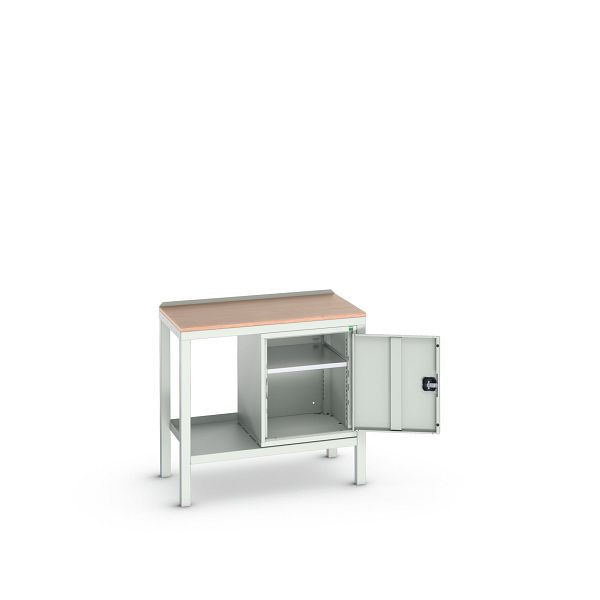 bott verso Beistelltisch, mit Unterbauschrank und Multiplex-Platte, BxTxH: 1000 x 600 x 930 mm, Lichtgrau / Lichtgrau, 16922603.16