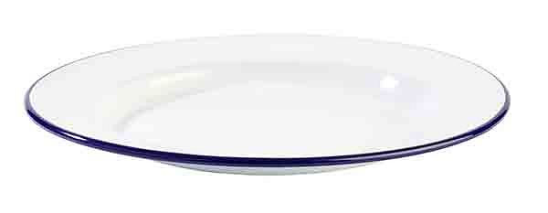 APS Teller, flach -ENAMELWARE-, Ø 24 cm, Höhe: 2 cm, emailliertes Stahlblech, innen: weiß, außen: weiß, 40665