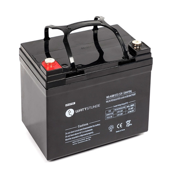 WATTSTUNDE Akku AGM12-33 12V VRLA AGM Batterie 33Ah C20, 501-5033