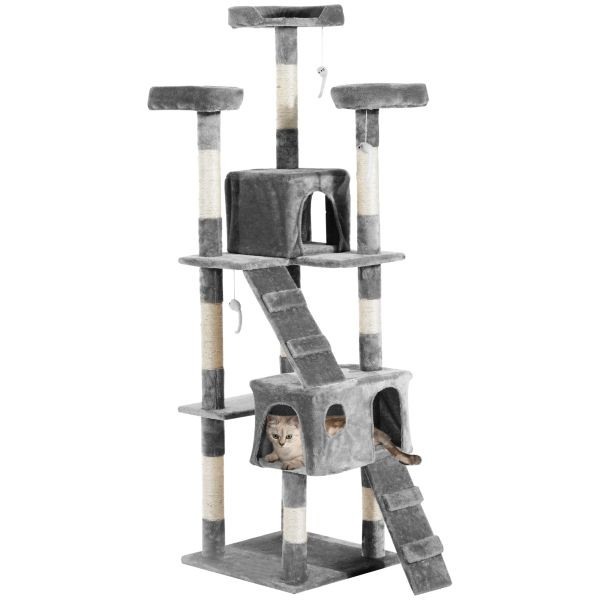 PawHut Katzenbaum Kratzbaum Katzenkratzbaum Kletterbaum Katze Sisal (Grau), D30-050GY