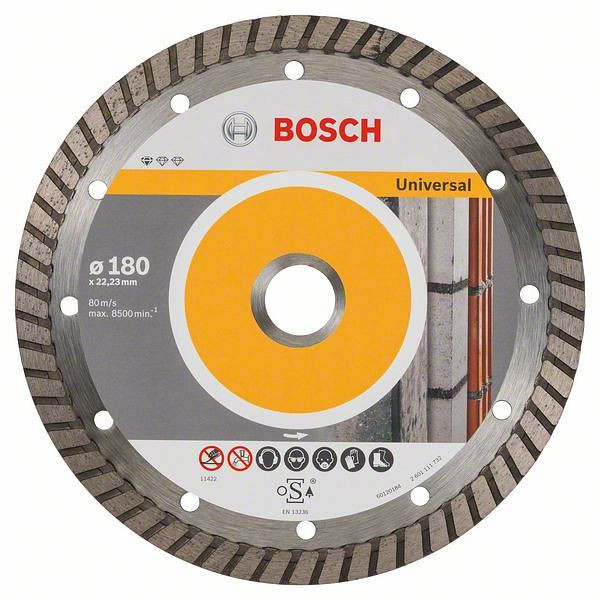Bosch Diamanttrennscheibe Standard for Universal Turbo, 180x22,23x2,5x10 mm, 10er-Pack, 2608603251