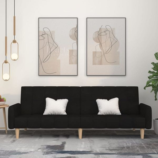 vidaXL Schlafsofa 2-Sitzer Schwarz Stoff, Holz, Kunststoff, 375760
