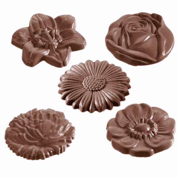 Schneider Schokoladen-Form, 5 Blumen Figuren, Ø43x5 mm -275x135 mm, 421048