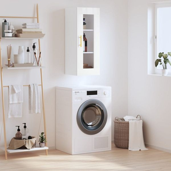 vidaXL Wandschrank Weiß 34,5x34x90 cm, Material: Holzwerkstoff, Glas, 828900