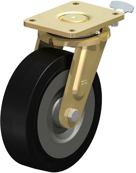 Blickle LS-SE 252K-RI4 Stahlgeschweißte Schwerlast-Lenkrolle, schwere Drehkranz-Ausführung, Elastik-Vollgummi, Schwarz, 738300