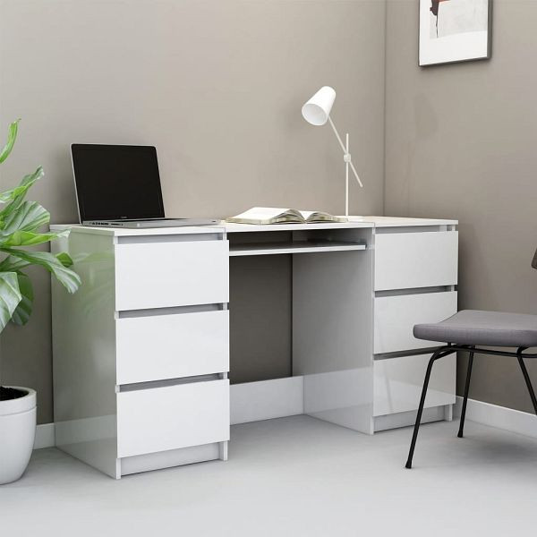 vidaXL Schreibtisch Hochglanz-Weiß 140x50x77 cm Holzwerkstoff, 800816