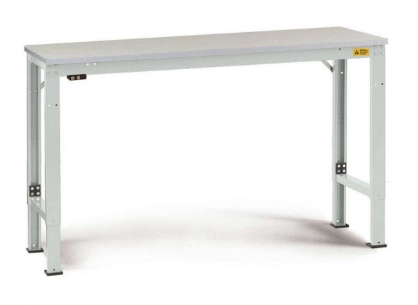 Manuflex ESD-Arbeitstisch UNIVERSAL Spezial Grundtisch mit Kautschukplatte, BxTxH = 2500 x 1200 x 722-1022 mm, Lichtgrau, LU7163.7035