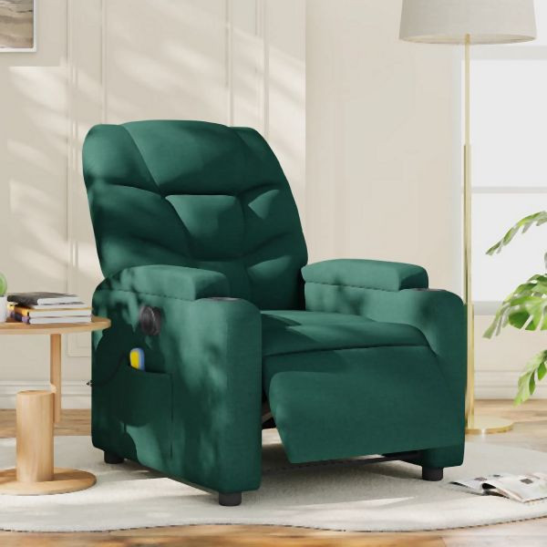 vidaXL Massagesessel Elektrisch Dunkelgrün Stoff, 3204590