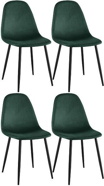 CLP 4er Set Esszimmerstühle Napier Samt, grün, 318573