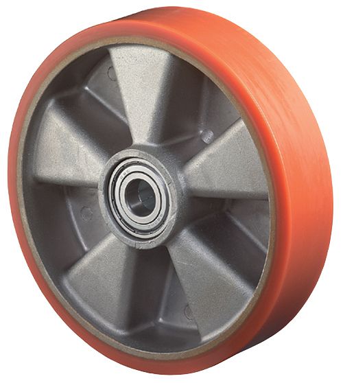 Schwerlast-Polyurethan-Rolle 125 Mm – Loses Rad Auf Alufelge, Doppelkugellager, Tragkraft 500 Kg