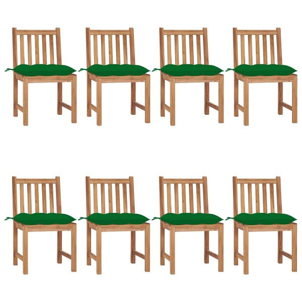 vidaXL Gartenstühle 8 Stück mit Kissen Massivholz Teak, 3073162