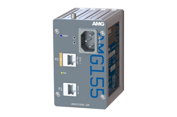 AMG Systems Industrieller PoE-Injektor, 1x 10/100/1000BT RJ45 mit 30W PoE 802.3at, 85-264 VAC IEC, AMG155-1GAT-P30