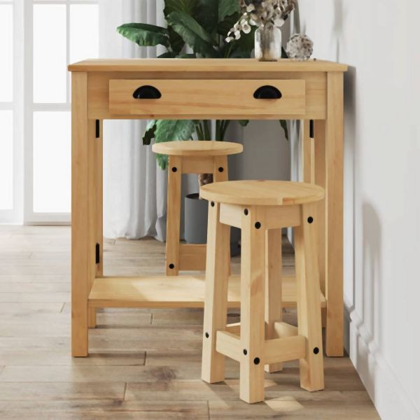 vidaXL Barhocker, Verpackungseinheit: 2 Stück Massivholz Kiefer, 4005699