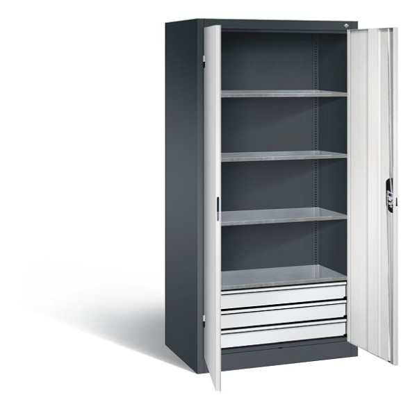 C+P Werkzeugschrank Acurado, H1950xB930xT600mm, Farbe: Schwarzgrau / Lichtgrau, Muldengriff, 8922-503 S10122