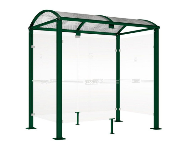 Procity Raucherunterstand Klassik "M" - Tiefe 1560 mm, Farbe RAL 6005, Maße: Breite 2500 x Höhe 2547 x Tiefe 1666 mm, 529370.6005