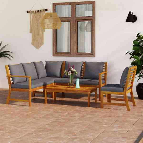 vidaXL 5-tlg. Garten-Lounge-Set mit Auflagen Massivholz Akazie, 3057777
