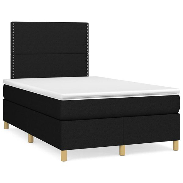 vidaXL Boxspringbett mit Matratze & LED Schwarz 120x190 cm Stoff, 3270241