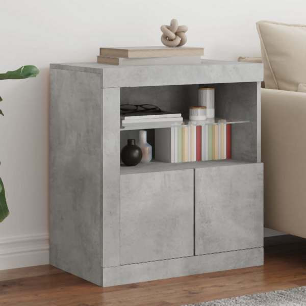 vidaXL Sideboard mit LED-Leuchten Betongrau 60,5x37x67 cm, 836619