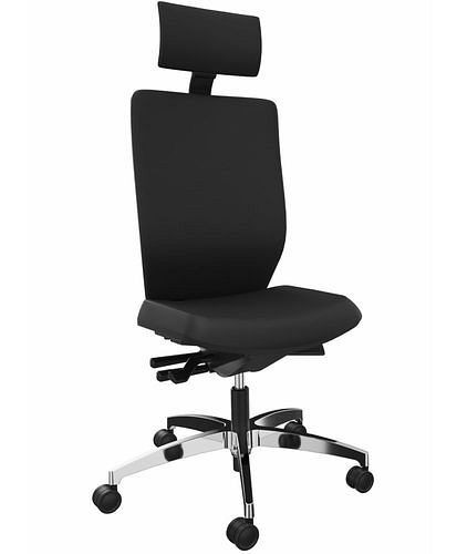 DENIOS Bürostuhl Stilo ES operator, Syncro-Activ-Balance-Technik, Alu-Fußkreuz, Nackenstütze, schwarz, 292432