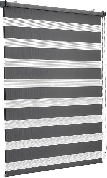 Sekey Doppelrollo Klemmfix ohne Bohren für Fenster, Jalousie Sonnenschutz, 40 x 100 cm, Dunkelgrau, BL-2301