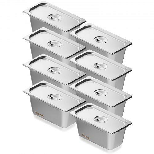 VEVOR 8 x Hotelpfannen Gastronormbehälter Edelstahl 1/3-Größe 328x178x148mm, 13FCCPBXG8JTBFFA9V0