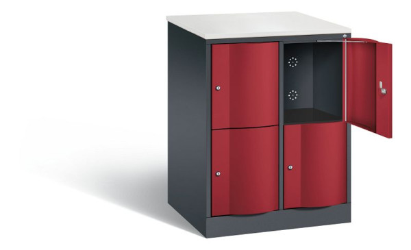 C+P XL-Schließfachschrank Resisto, H1077xB772xT640mm, Farbe: Schwarzgrau / Rubinrot, 8472-273 S10026