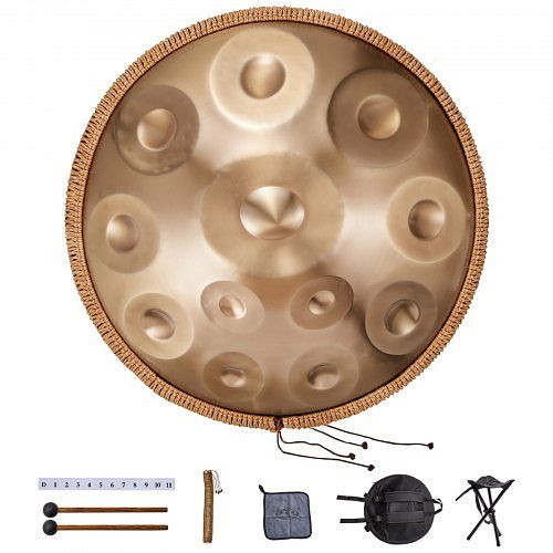 VEVOR Handpan, 55 cm, 12 Noten, D-Moll, mit Schlägeln, 440 Hz, inkl. Ständer & Tragetasche für Erwachsene & Anfänger, SDG22INCH12Y64Q1KV0