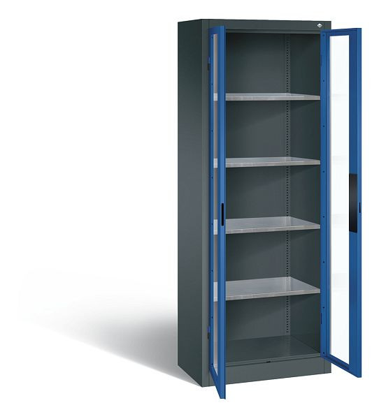 C+P Werkzeugschrank Acurado, H1950xB700xT400mm, Farbe: Anthrazitgrau / Enzianblau, Muldengriff, 8910-055 S10042