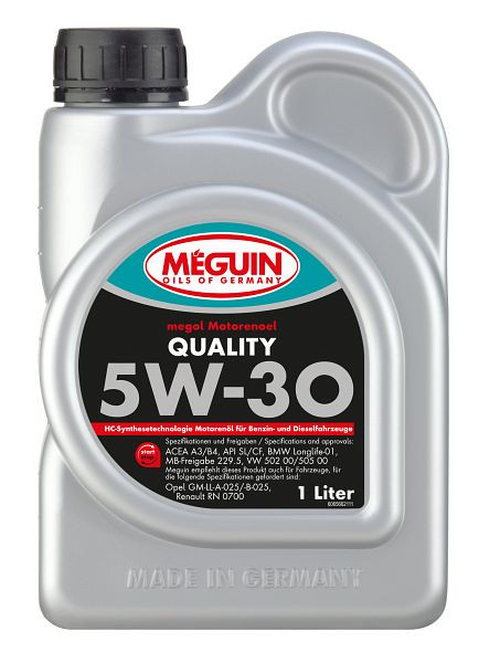 Meguin megol Motorenöl Quality SAE 5W-30, Kanister Kunststoff, VE: 1 Liter, 6566