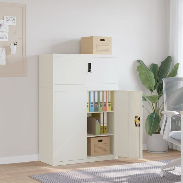 vidaXL Aktenschrank Weiß 90x40x130 cm Stahl, schlicht, 3188311