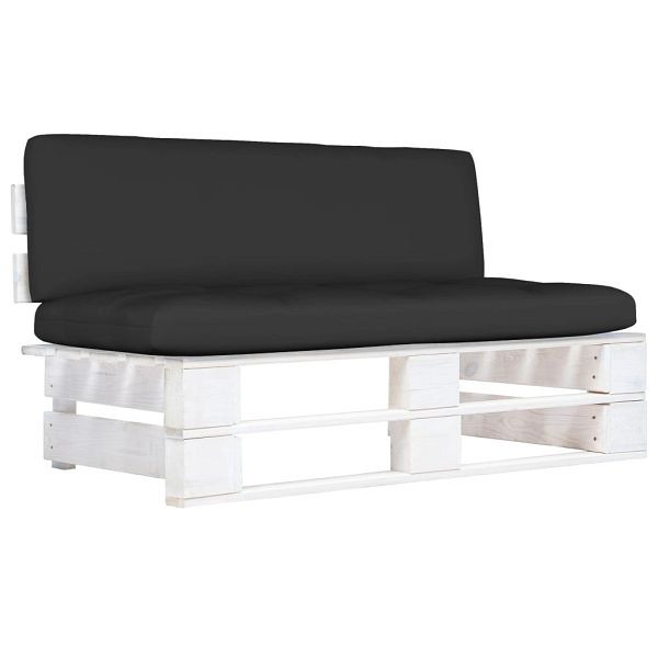 vidaXL Outdoor-Mittelsofa Paletten Kiefernholz Imprägniert Weiß, 3066500