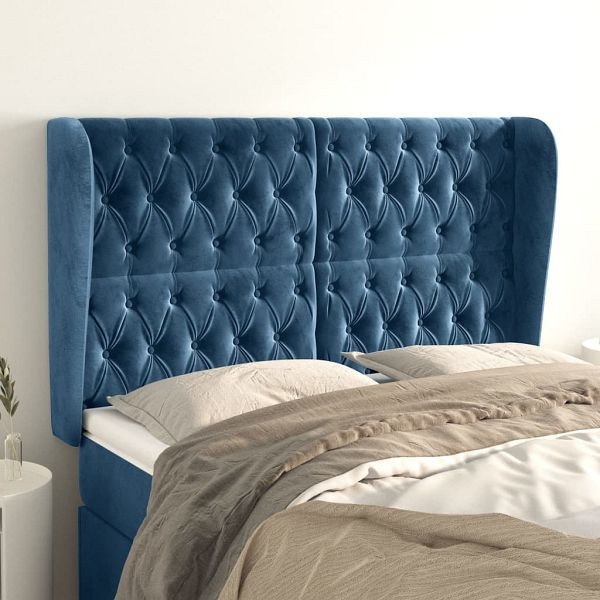 vidaXL Kopfteil mit Ohren Dunkelblau 147x23x118/128 cm Samt, 3118344